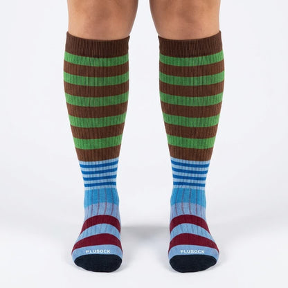 Plusock Plus Size Colorblock Stripe Compression Socks(4 Pairs) - image 1