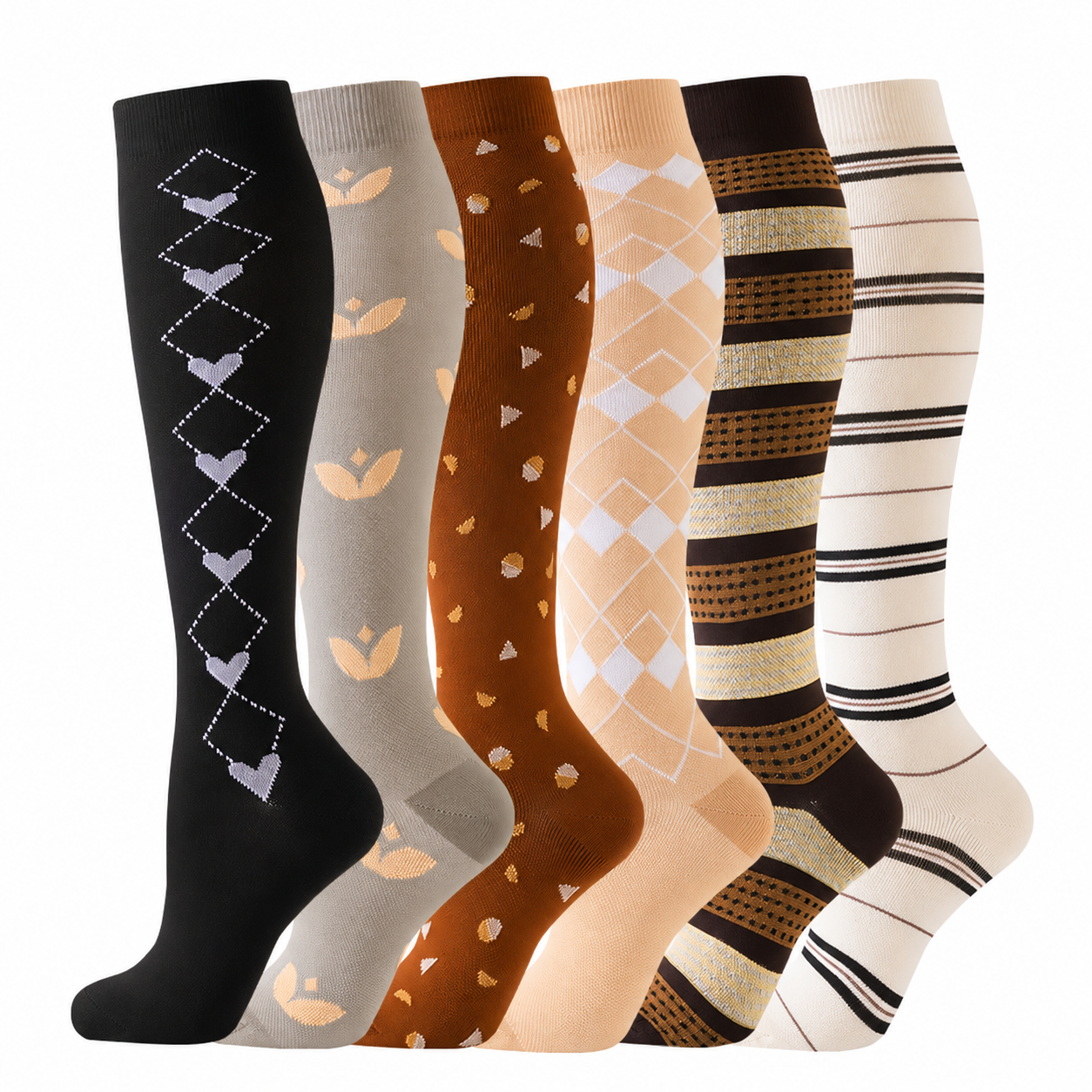 Plusock Cocoa Hearts Compression Socks(6 Pairs) - image 1