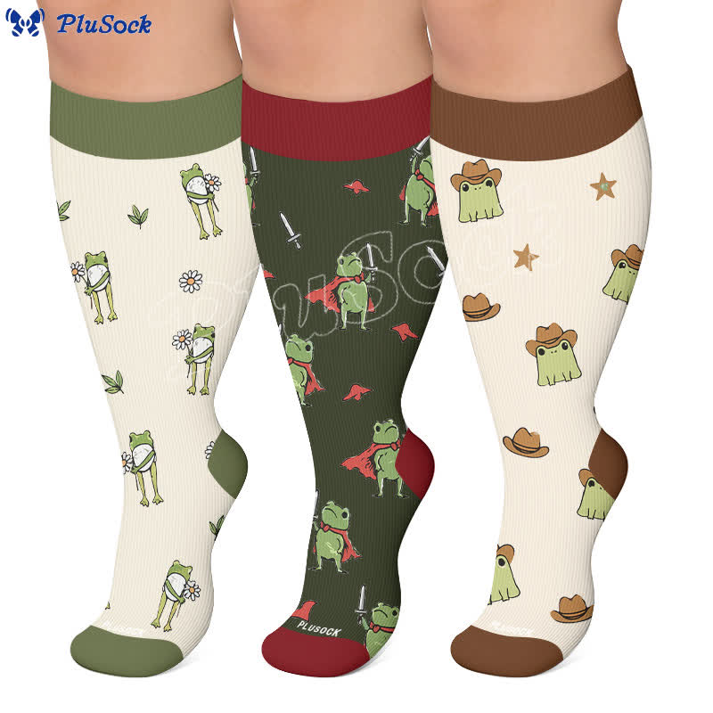 Plusock Plus Size Frog Garden Knit Compression Socks - image 0