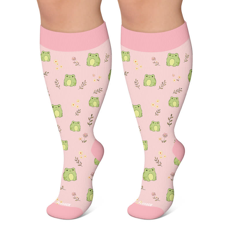 Plusock Plus Size Mushroom Frog Compression Socks - Pink - 4XL - image 4