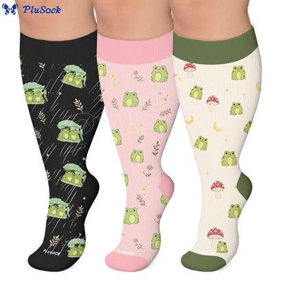 Plusock Plus Size Mushroom Frog Compression Socks - image 0