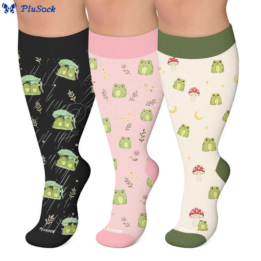 Plusock Plus Size Mushroom Frog Compression Socks - image 0