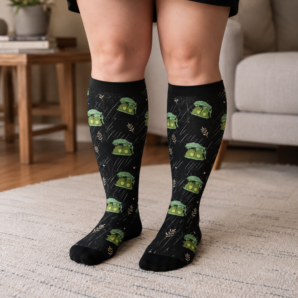 Plusock Plus Size Mushroom Frog Compression Socks - image 1