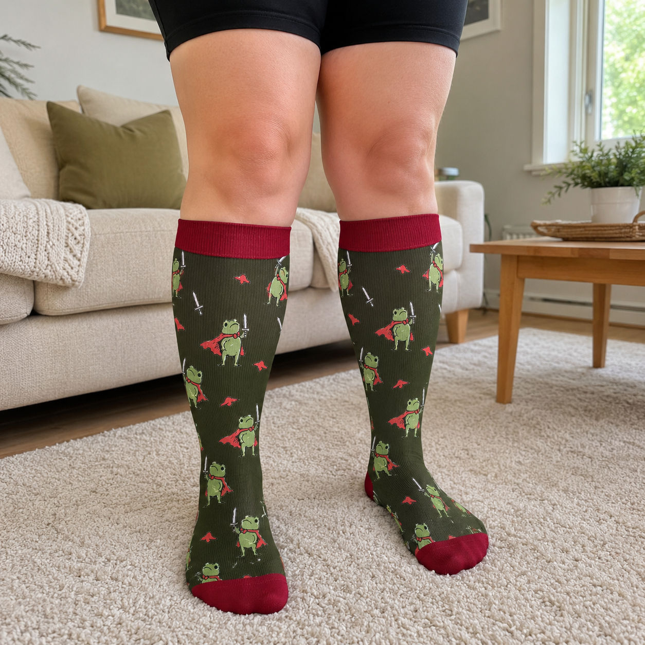 Plusock Plus Size Frog Garden Knit Compression Socks - image 1
