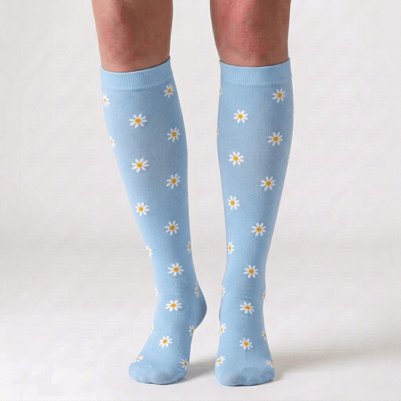 Plusock Rose Daisy Print Knee High Compression Socks(6 Pairs) - image 1