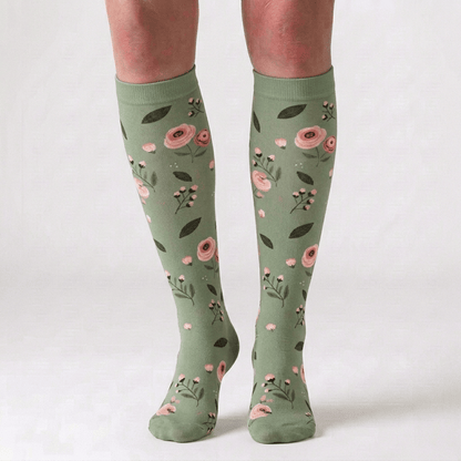 Plusock Rose Daisy Print Knee High Compression Socks(6 Pairs) - image 3