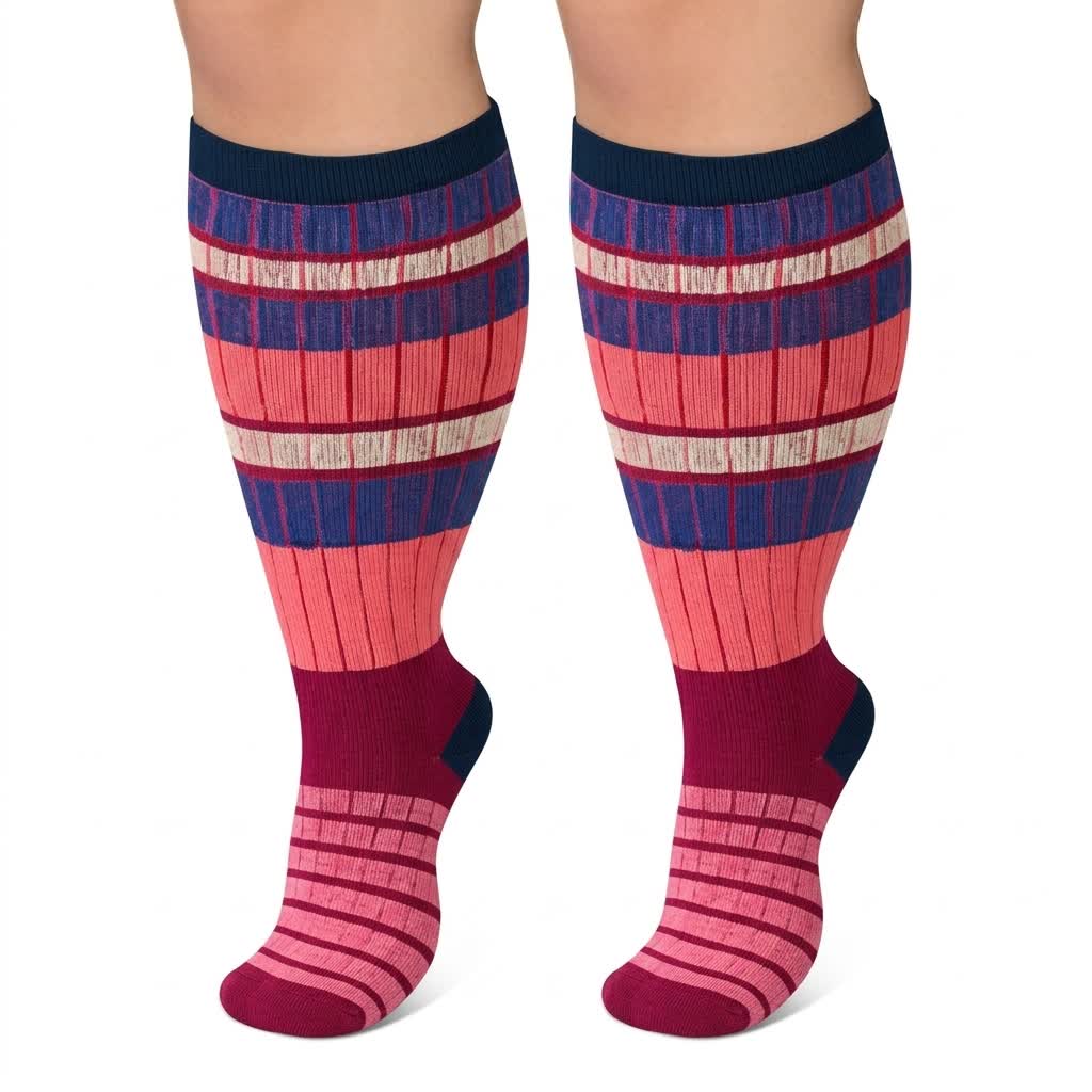 Plusock Plus Size Colorblock Stripe Compression Socks - image 2