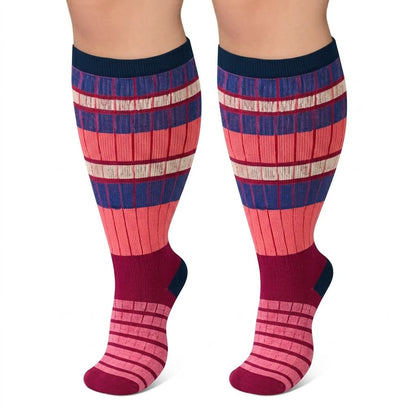 Plusock Plus Size Colorblock Stripe Compression Socks - image 2