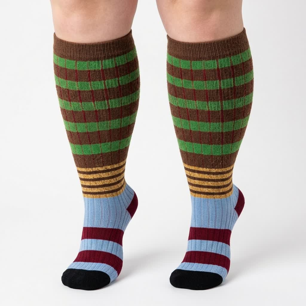 Plusock Plus Size Colorblock Stripe Compression Socks - image 3