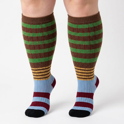 Plusock Plus Size Colorblock Stripe Compression Socks - image 3