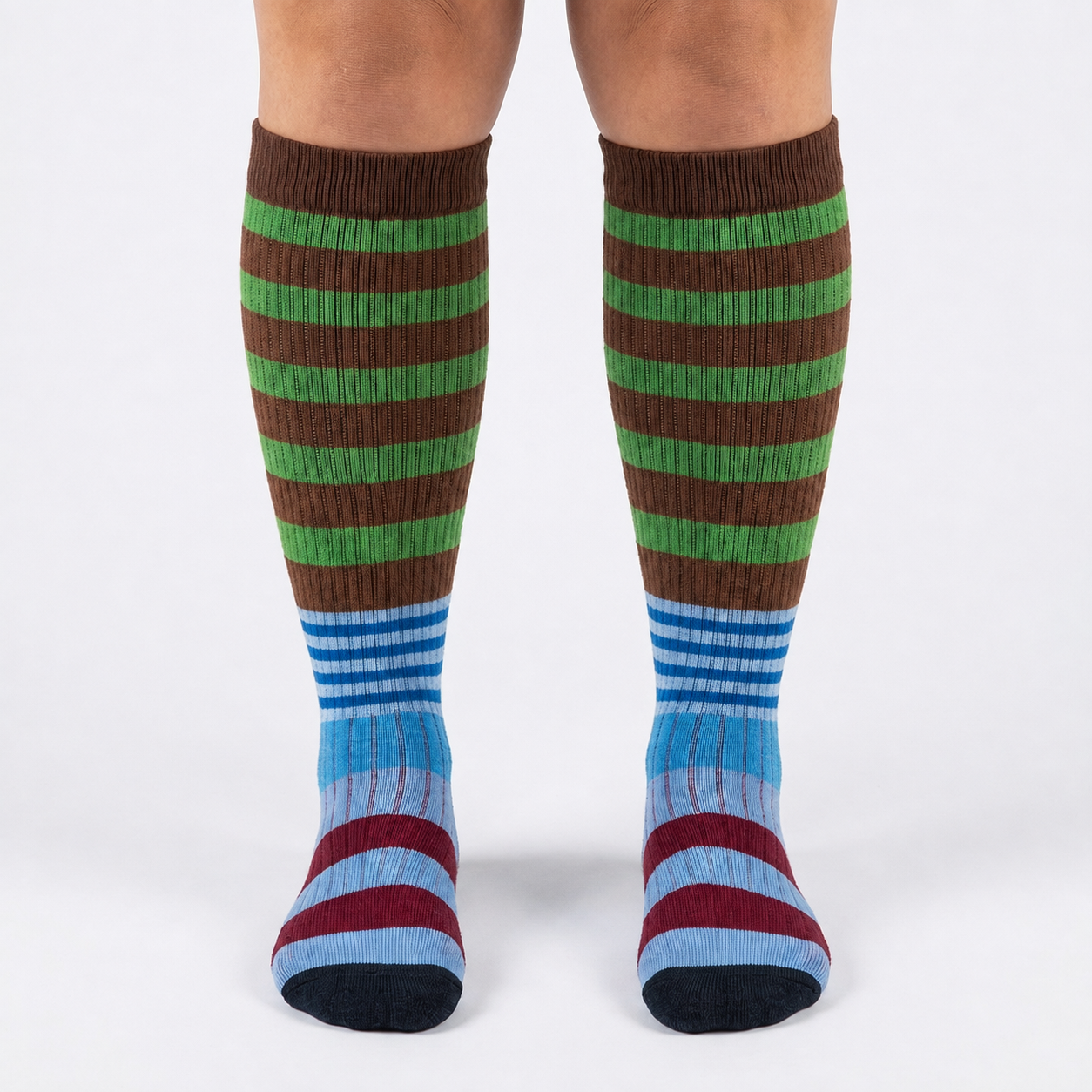 Plusock Plus Size Colorblock Stripe Compression Socks - image 1