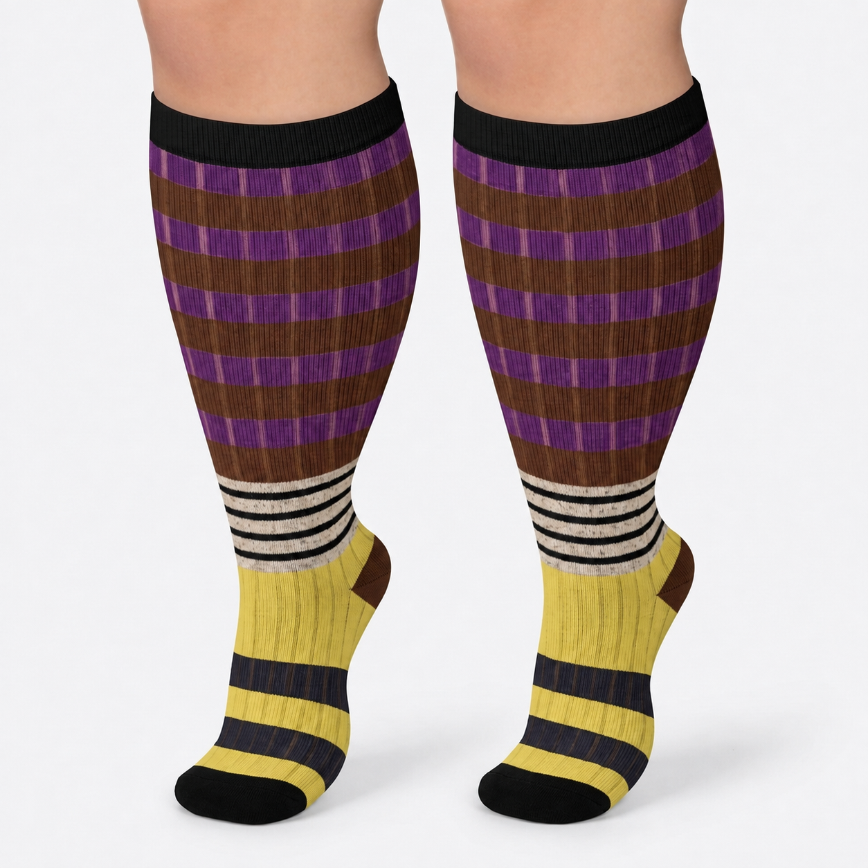 Plusock Plus Size Colorblock Stripe Compression Socks - image 5