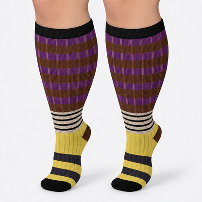 Plusock Plus Size Colorblock Stripe Compression Socks - image 5