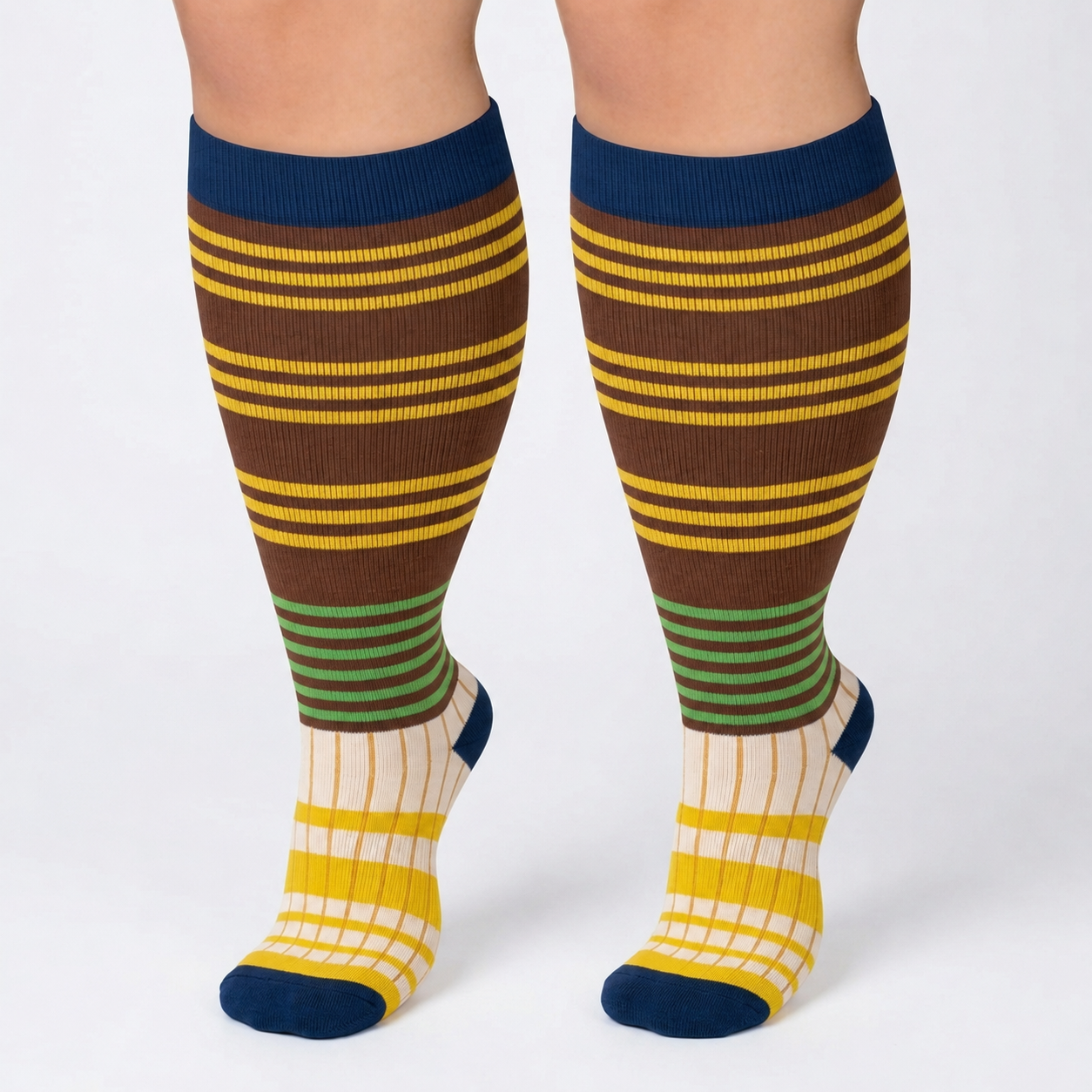 Plusock Plus Size Colorblock Stripe Compression Socks - image 4