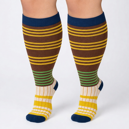Plusock Plus Size Colorblock Stripe Compression Socks - image 4