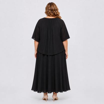 Plusock Plus Size Solid Loose Cotton Linen Top Skirt With Pockets Set - image 5