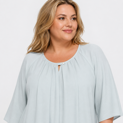 Plusock Plus Size Solid Loose Cotton Linen Top Skirt With Pockets Set - image 3