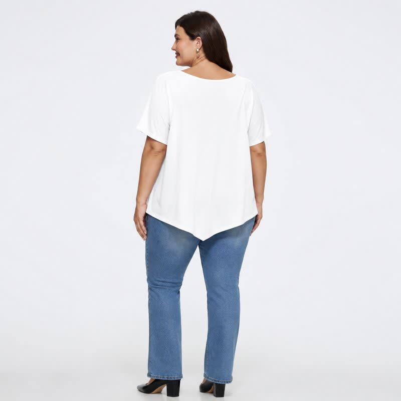 Plusock Plus Size Asymmetric Hem Cotton Blouse - image 10
