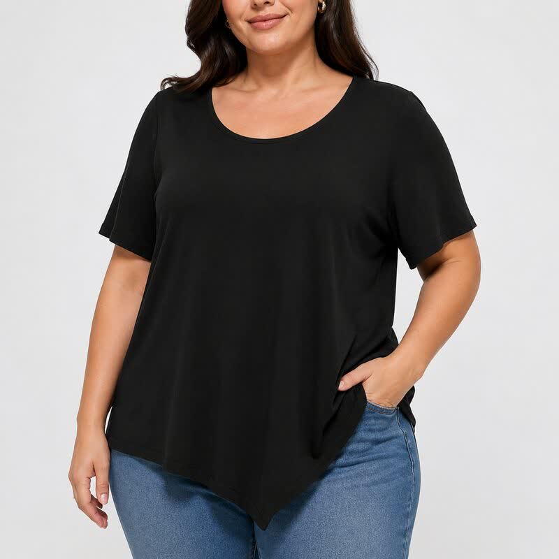 Plusock Plus Size Asymmetric Hem Cotton Blouse - image 3