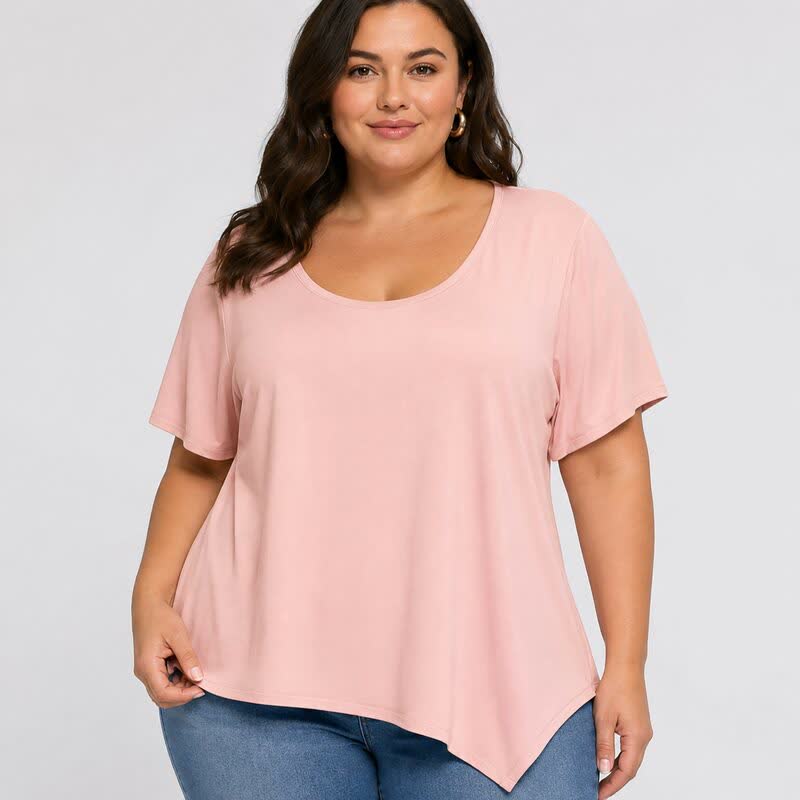 Plusock Plus Size Asymmetric Hem Cotton Blouse - image 7