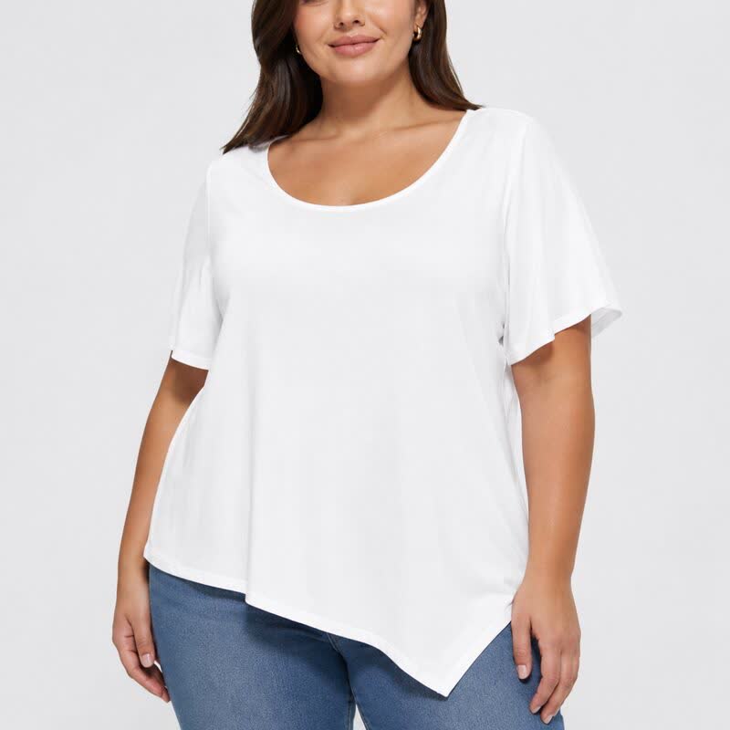 Plusock Plus Size Asymmetric Hem Cotton Blouse - image 11