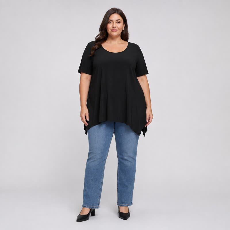 Plusock Plus Size Asymmetric Hem Cotton Blouse - image 4