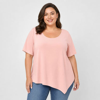 Plusock Plus Size Asymmetric Hem Cotton Blouse - image 5