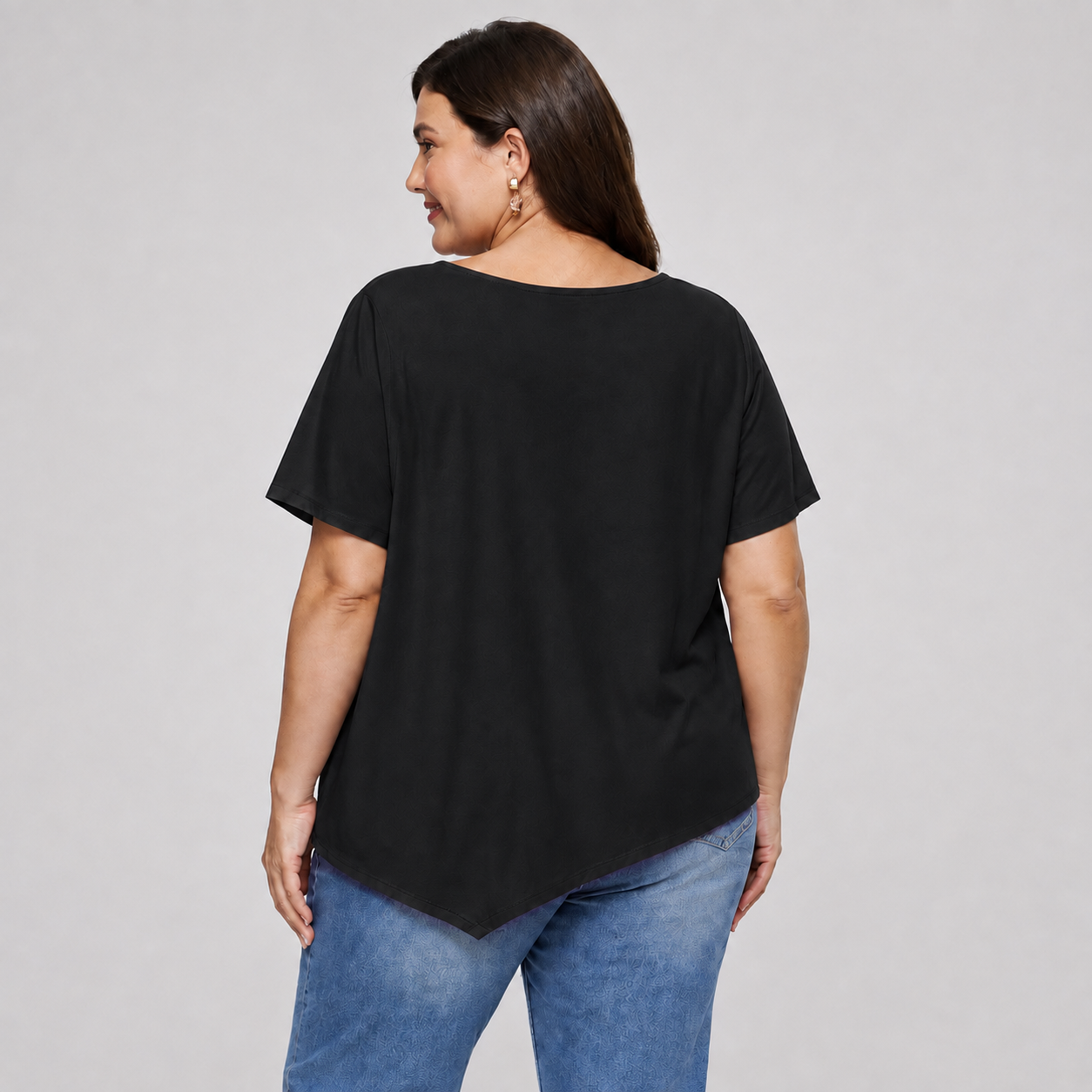 Plusock Plus Size Asymmetric Hem Cotton Blouse - image 2