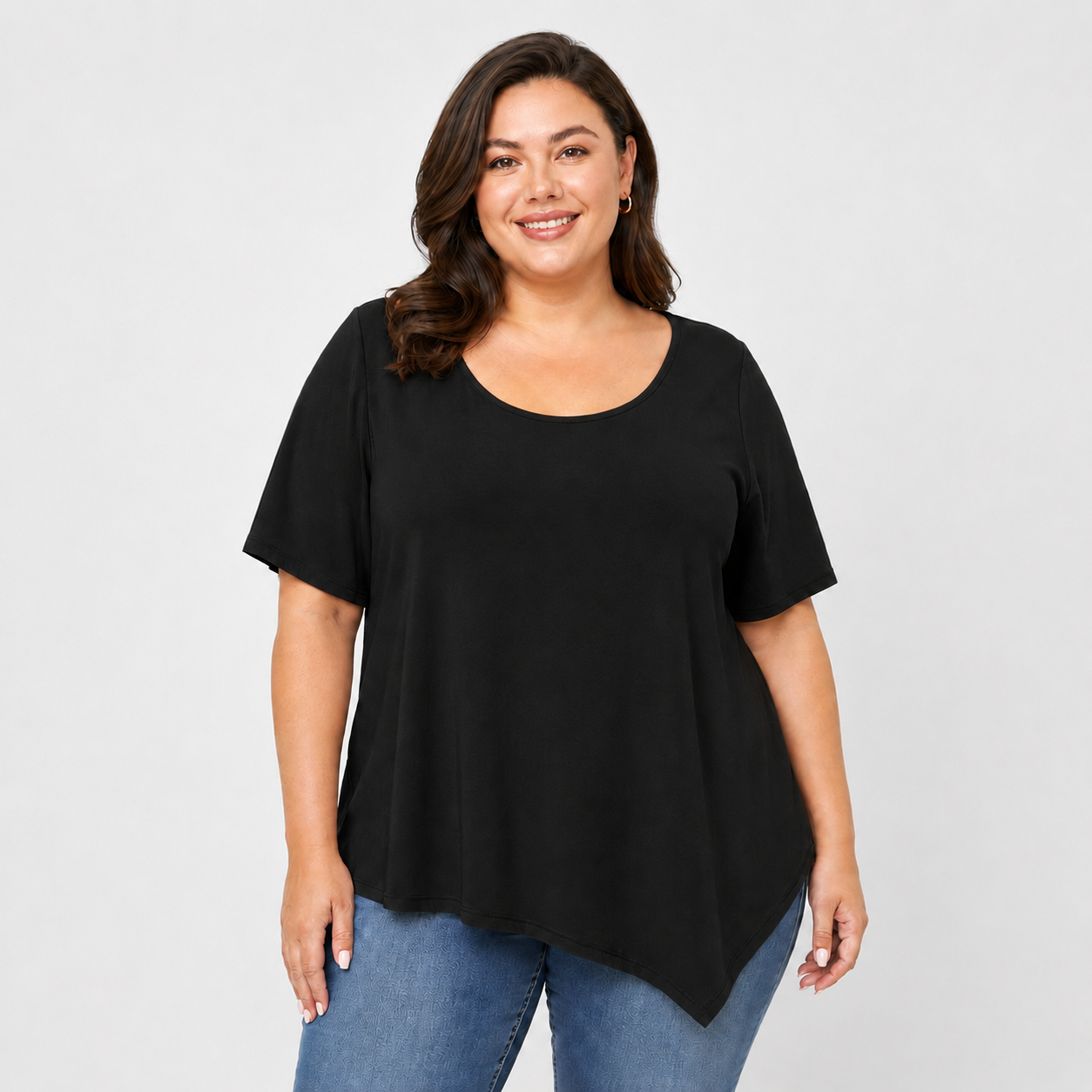 Plusock Plus Size Asymmetric Hem Cotton Blouse - image 1