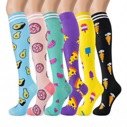 Plusock Food Print Compression Socks(6 Pairs) - Multicolor - S/M - image 0