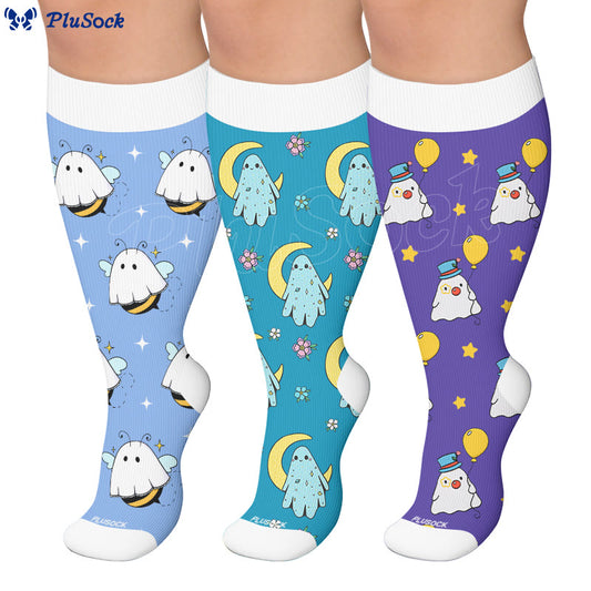 Plusock Plus Size Ghost Moon Compression Socks - image 0