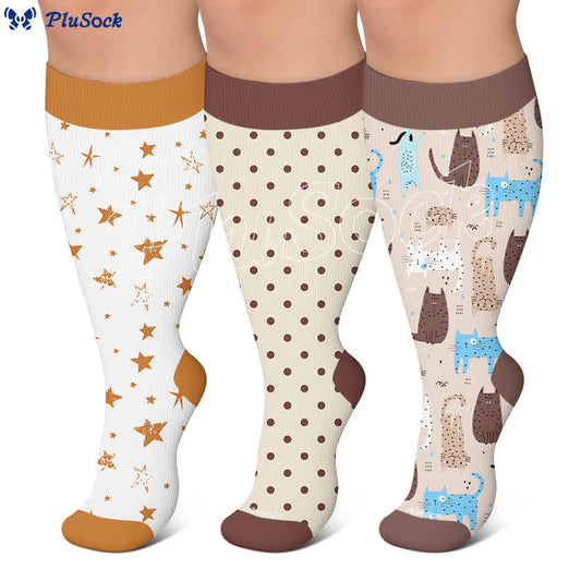 Plusock Plus Size Starry Cat Compression Socks - image 0