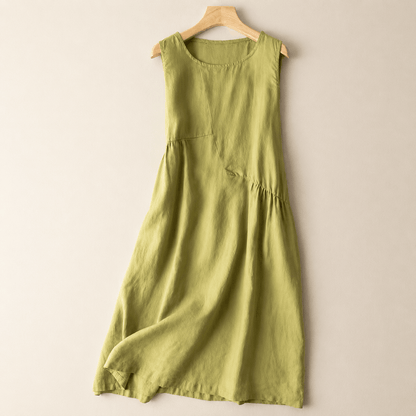 Plusock Cotton Linen Pocket Midi Dress - Green - 2XL - image 0