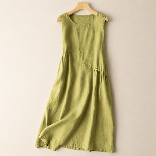 Plusock Cotton Linen Pocket Midi Dress - Green - 2XL - image 0