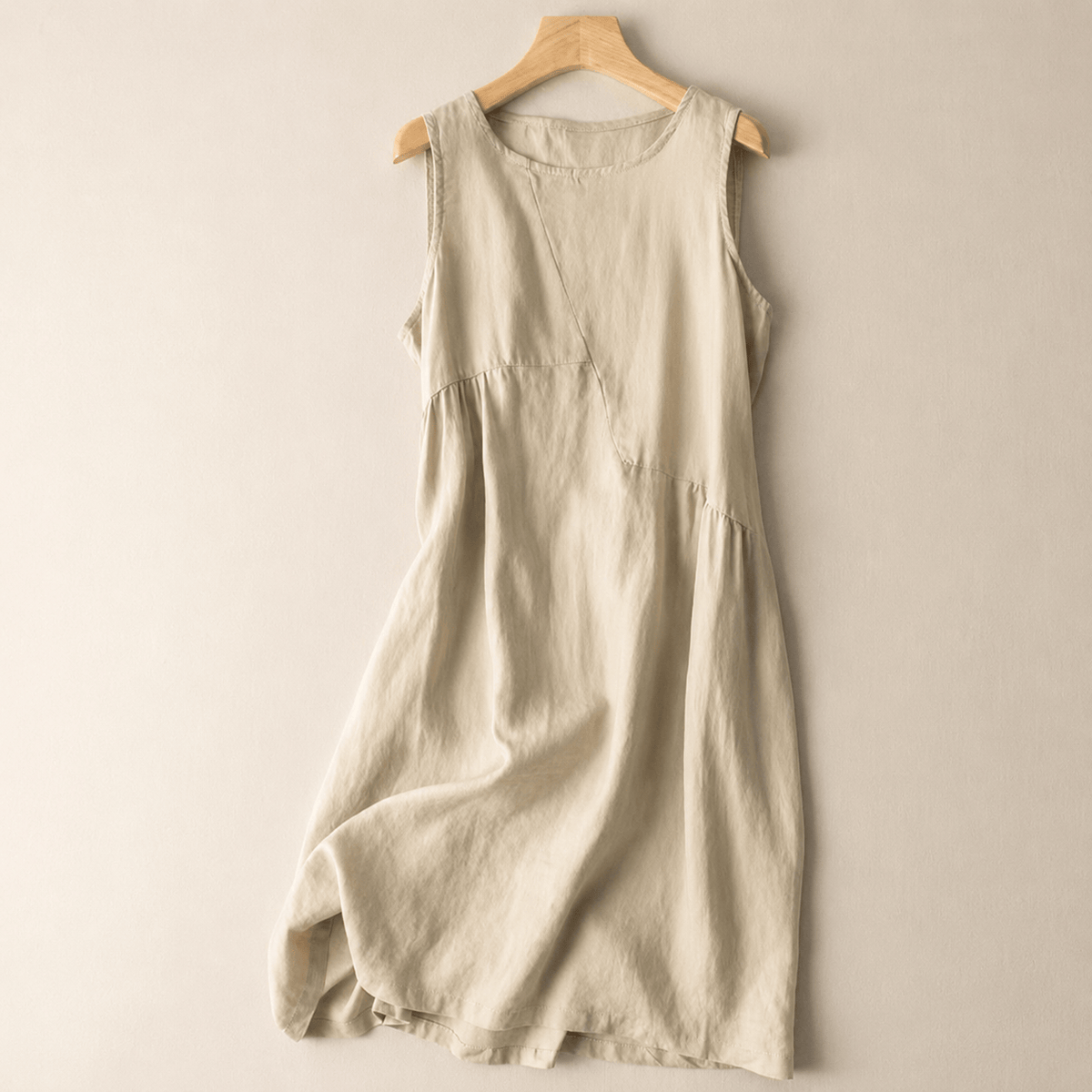 Plusock Cotton Linen Pocket Midi Dress - Apricot - 2XL - image 2