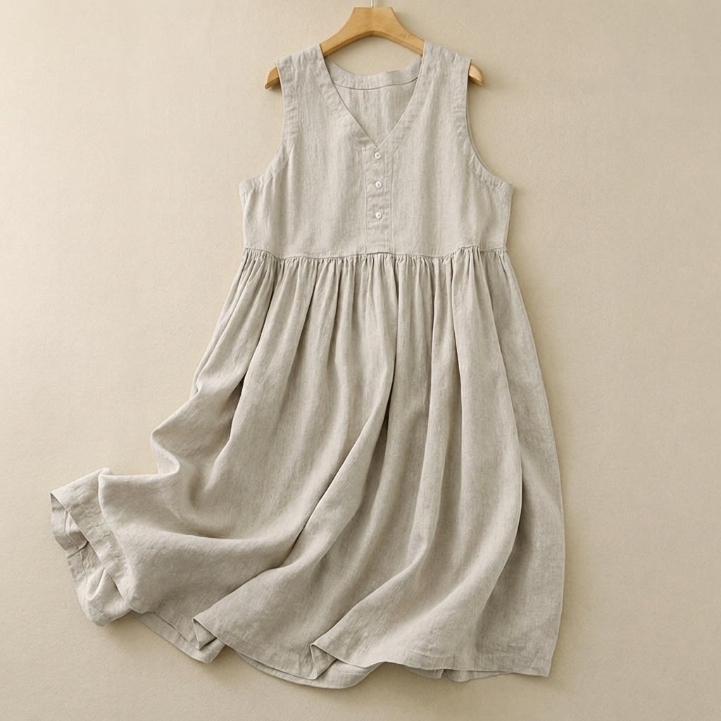 Plusock Textured Button Front Midi Dress - Beige - XXL - image 0