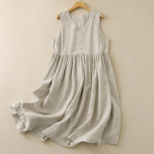 Plusock Textured Button Front Midi Dress - Beige - XXL - image 0