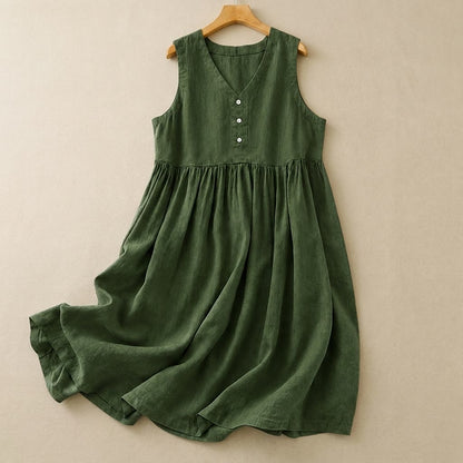 Plusock Textured Button Front Midi Dress - Green - XXL - image 1