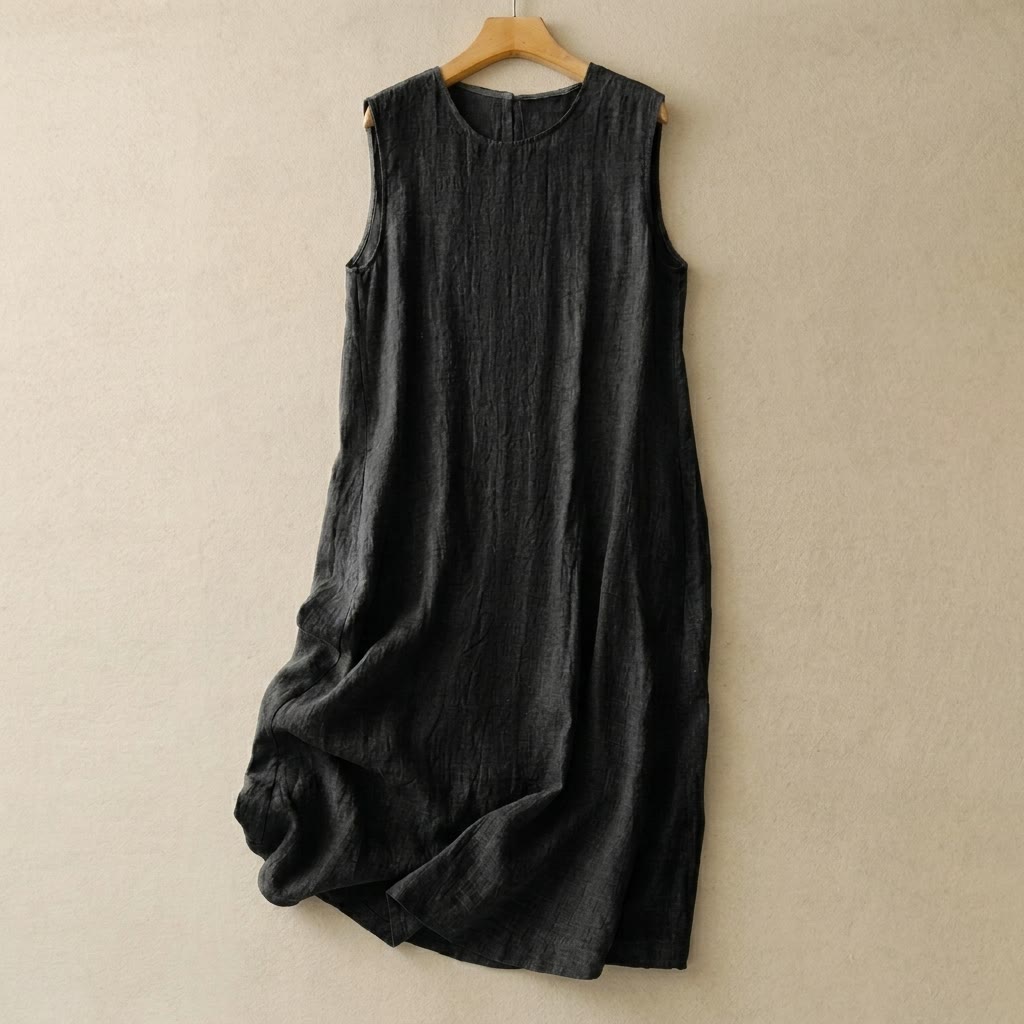 Plusock Cotton Linen Relaxed Maxi Dress - Black - 2XL - image 1