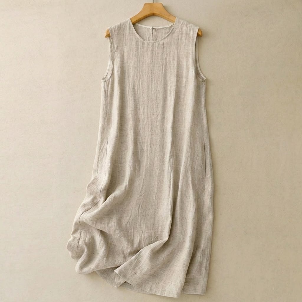 Plusock Cotton Linen Relaxed Maxi Dress - Apricot - 2XL - image 0