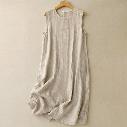 Plusock Cotton Linen Relaxed Maxi Dress - Apricot - 2XL - image 0
