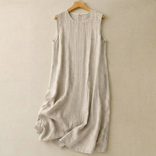 Plusock Cotton Linen Relaxed Maxi Dress - Apricot - 2XL - image 0