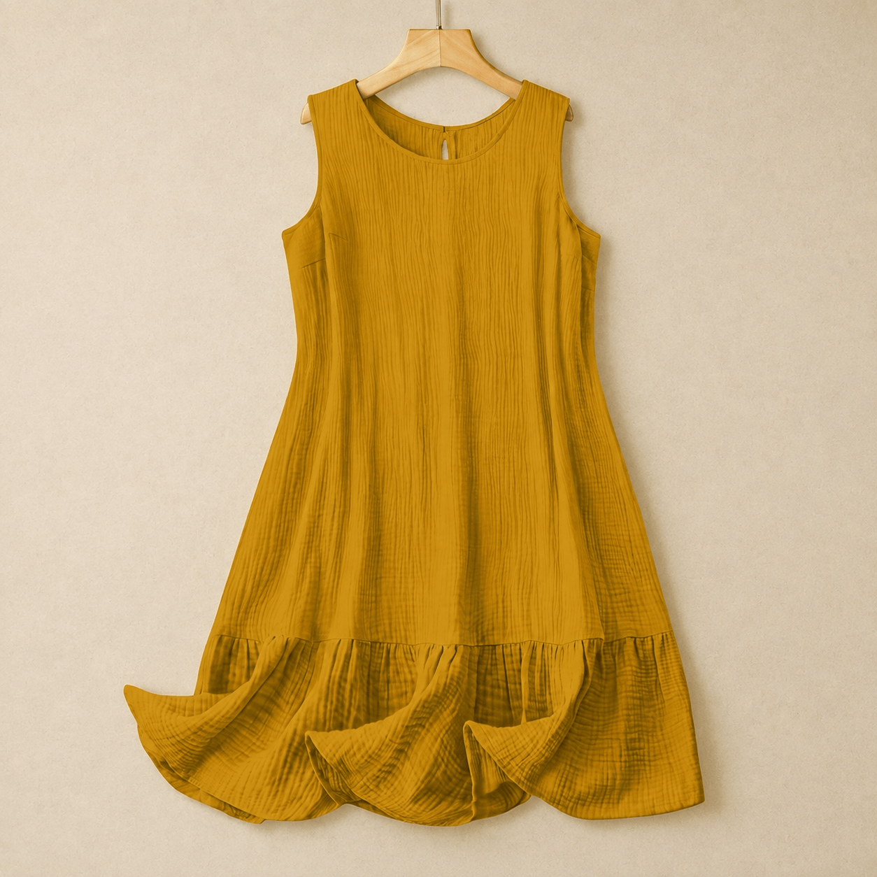 Plusock Sleeveless A-Line Midi Dress - Yellow - 4XL - image 3