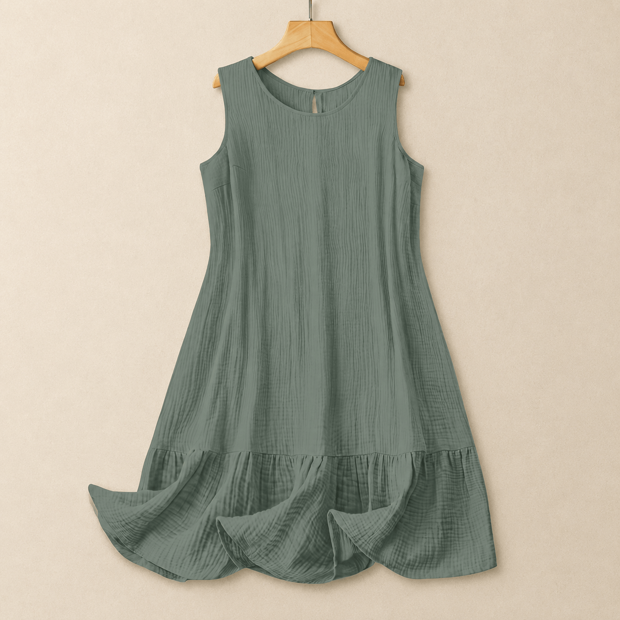 Plusock Sleeveless A-Line Midi Dress - Green - 4XL - image 4