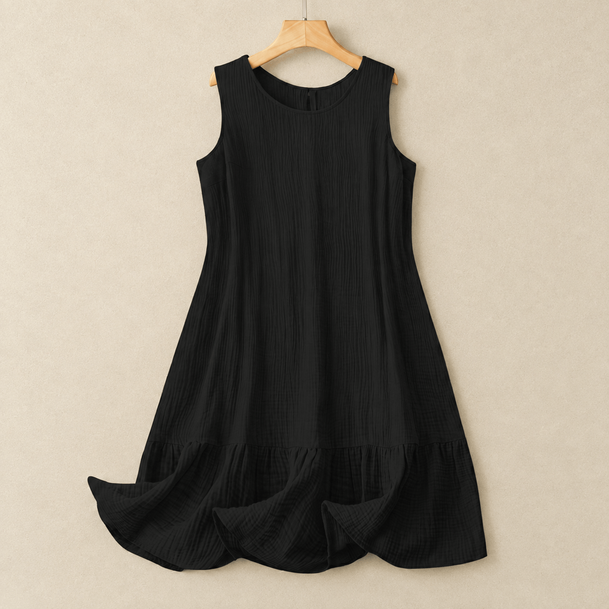 Plusock Sleeveless A-Line Midi Dress - Black - 4XL - image 1