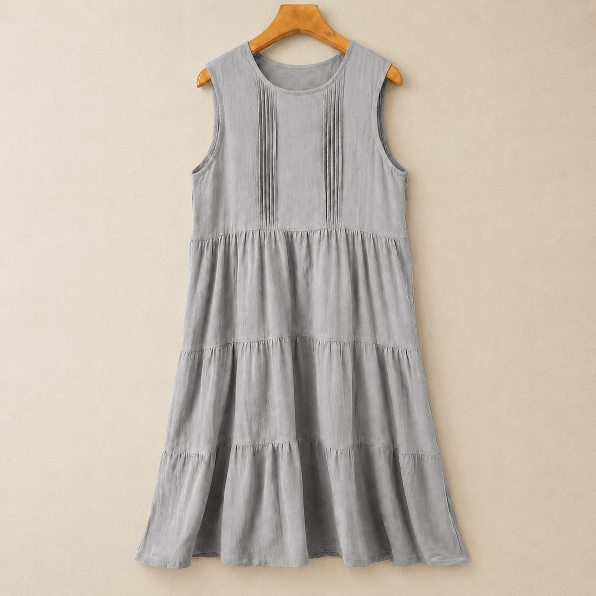 Plusock Cotton Tiered Sleeveless Midi Dress - Grey - XL - image 2