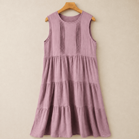 Plusock Cotton Tiered Sleeveless Midi Dress - Purple - XL - image 0