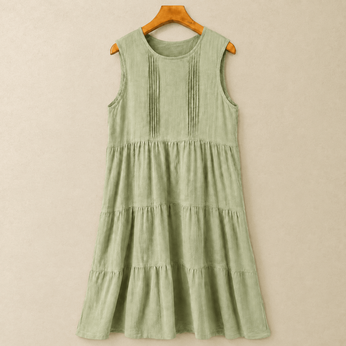 Plusock Cotton Tiered Sleeveless Midi Dress - Green - XL - image 1
