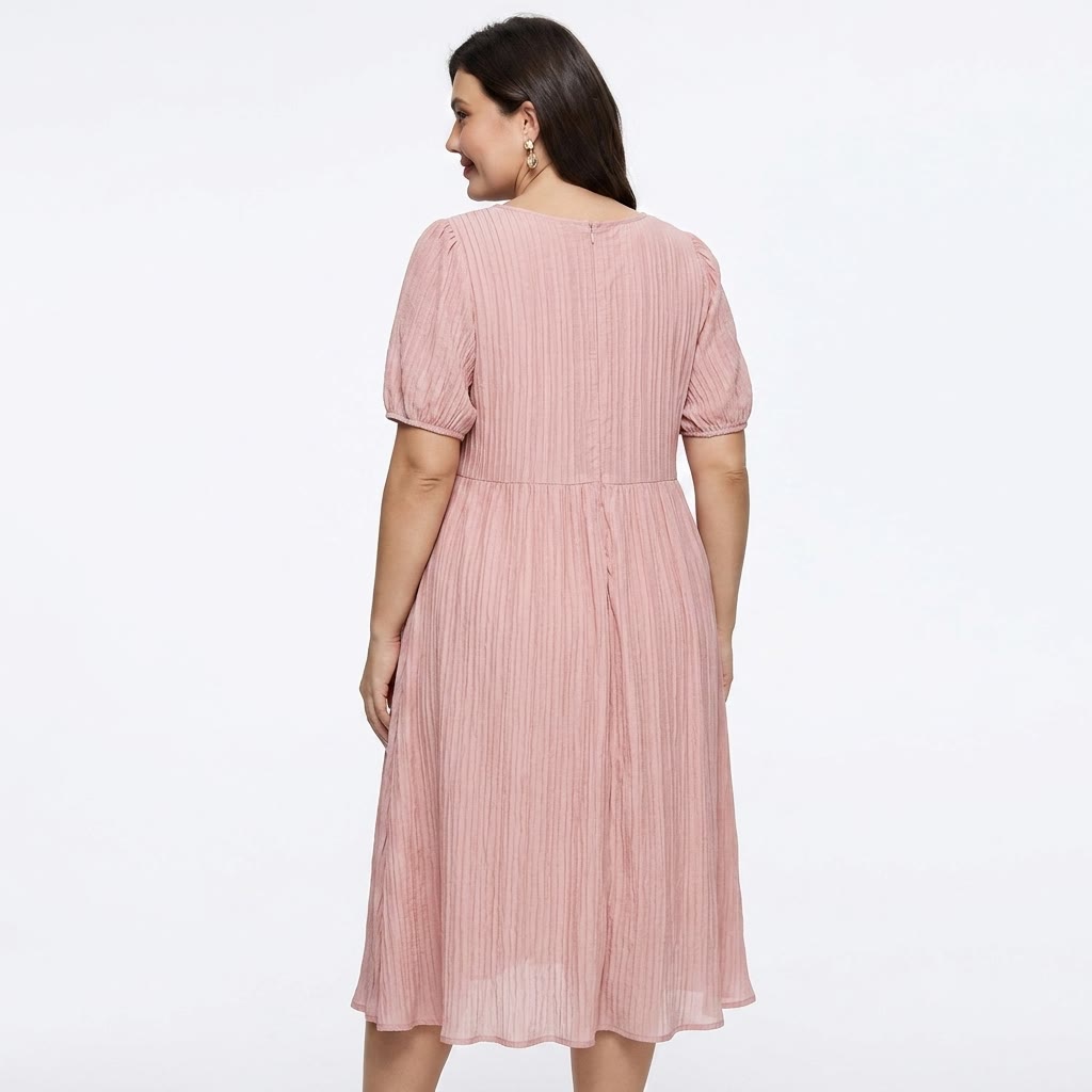 Plusock Plus Size Pink Textured Empire Midaxi Dress - image 2