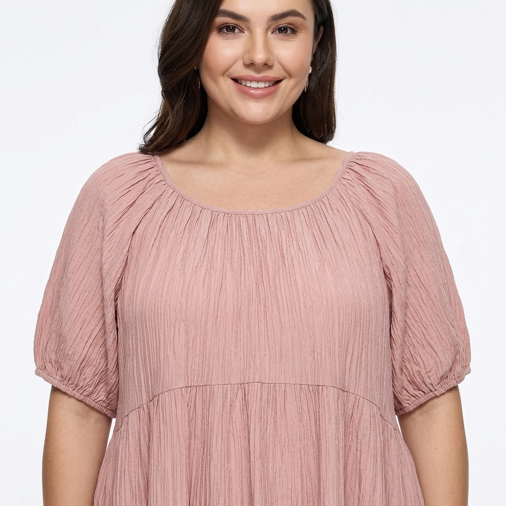 Plusock Plus Size Pink Textured Empire Midaxi Dress - image 3